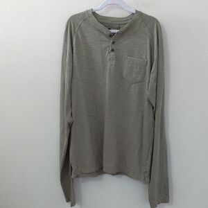 First Wave Henley Shirt Olive Green Long Sleeve 100% Cotton NEW Boys Size 14